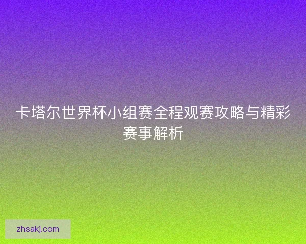 卡塔尔世界杯小组赛全程观赛攻略与精彩赛事解析